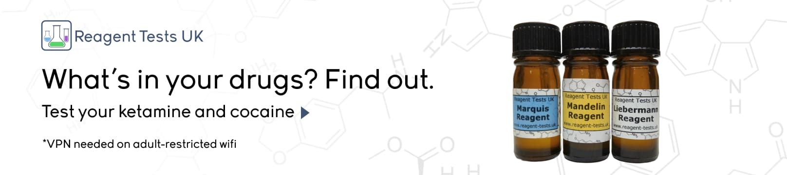 Reagent Tests UK. What's in your drugs? Find out. Test your ketamine and cocaine. VPN needed on adult-restricted wifi.