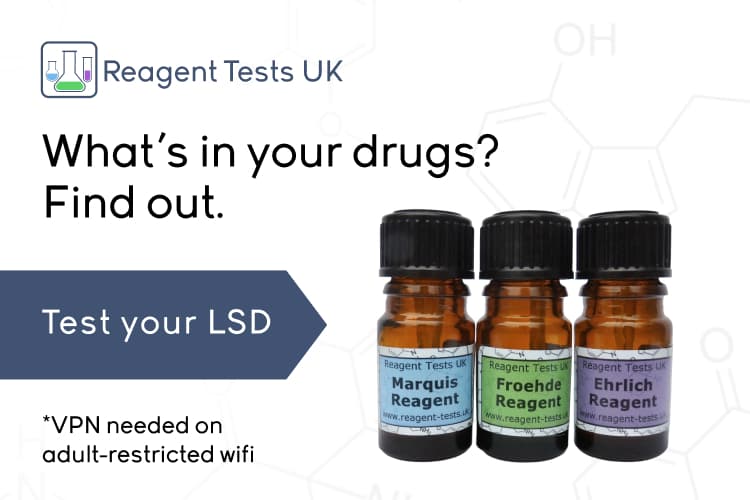 Reagent Tests UK. What's in your drugs? Find out. Test your LSD. VPN needed on adult-restricted wifi.